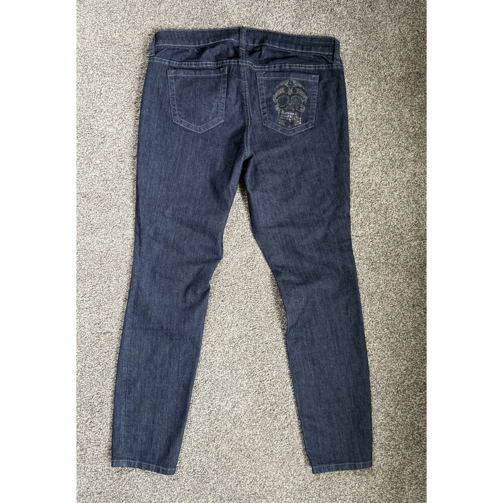 Torrid Jeans Womens 14R Dark Wash‎ Skinny Stretch Skull Pocket Denim Goth
